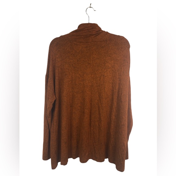 Lane Bryant Cowl Neck Top Drawstring Tweedy Pattern Rust Black Loose Fit - Picture 2 of 9